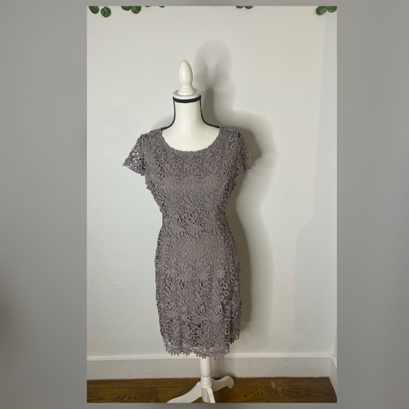 Lulu's Women's Grey Lace Cutout Sheath Dress - Picture 1 of 5